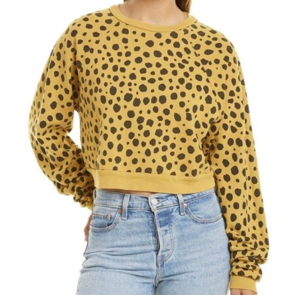 LNA Main St. Cropped Sweatshirt  Cheetah Honey
